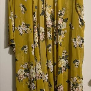 Torrid Mustard Floral Kimono Top